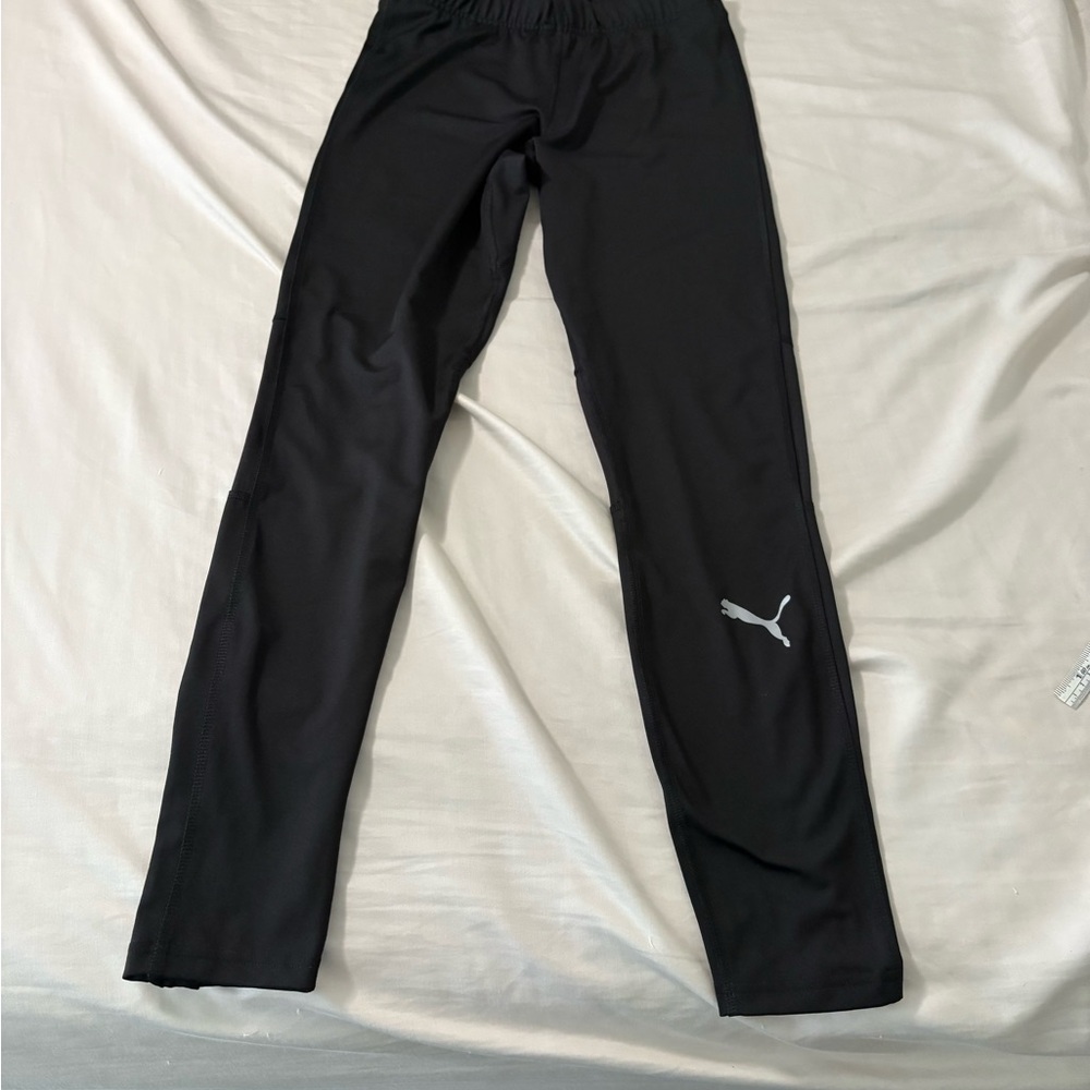 Puma women’s medium  Black leggings with White Logo